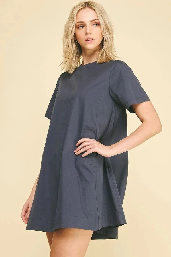 Tunic Mini Dress - Deep Navy Womens Dress Pinch 