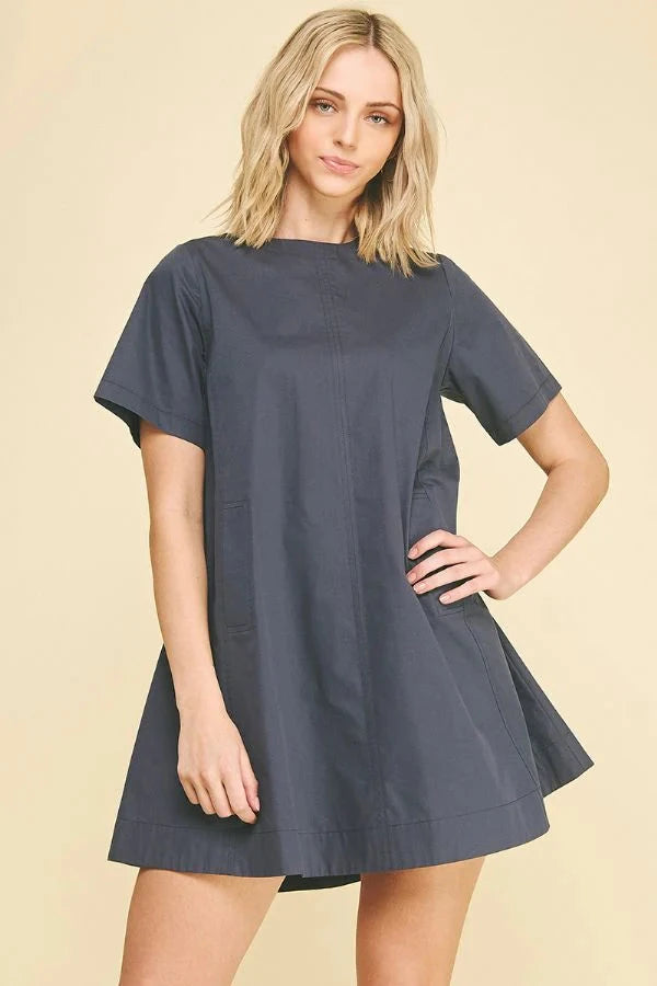 Tunic Mini Dress - Deep Navy Womens Dress Pinch 