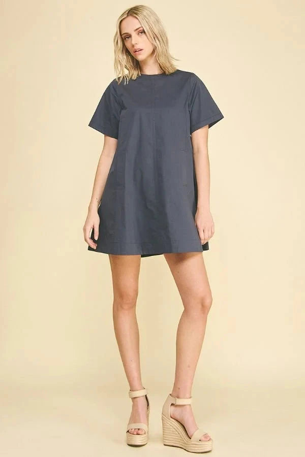 Tunic Mini Dress - Deep Navy Womens Dress Pinch 