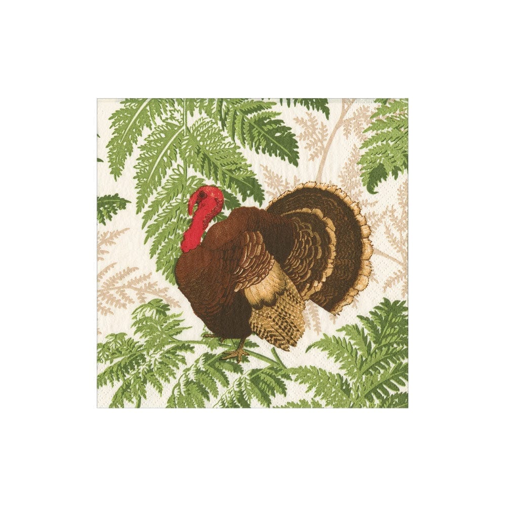 Turkey Among Ferns Cocktail Napkins Cocktail Napkins Caspari 