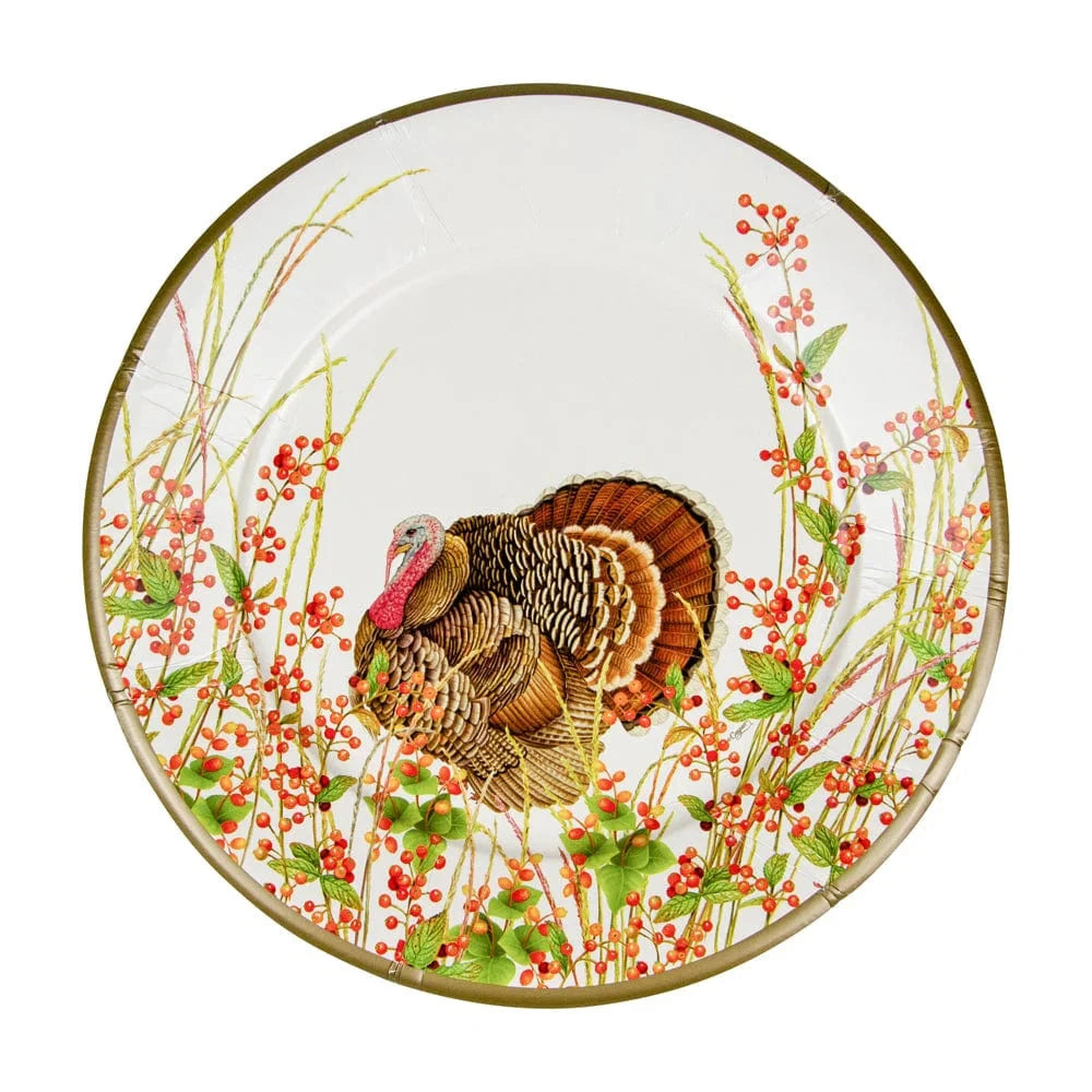 Turkey And Berries Dinner Plates Paper Plates Caspari 