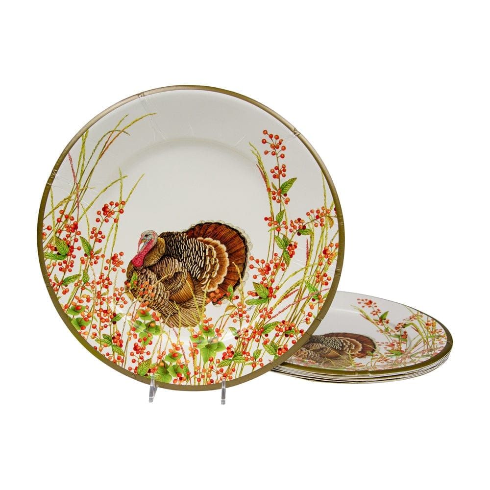 Turkey And Berries Dinner Plates Paper Plates Caspari 