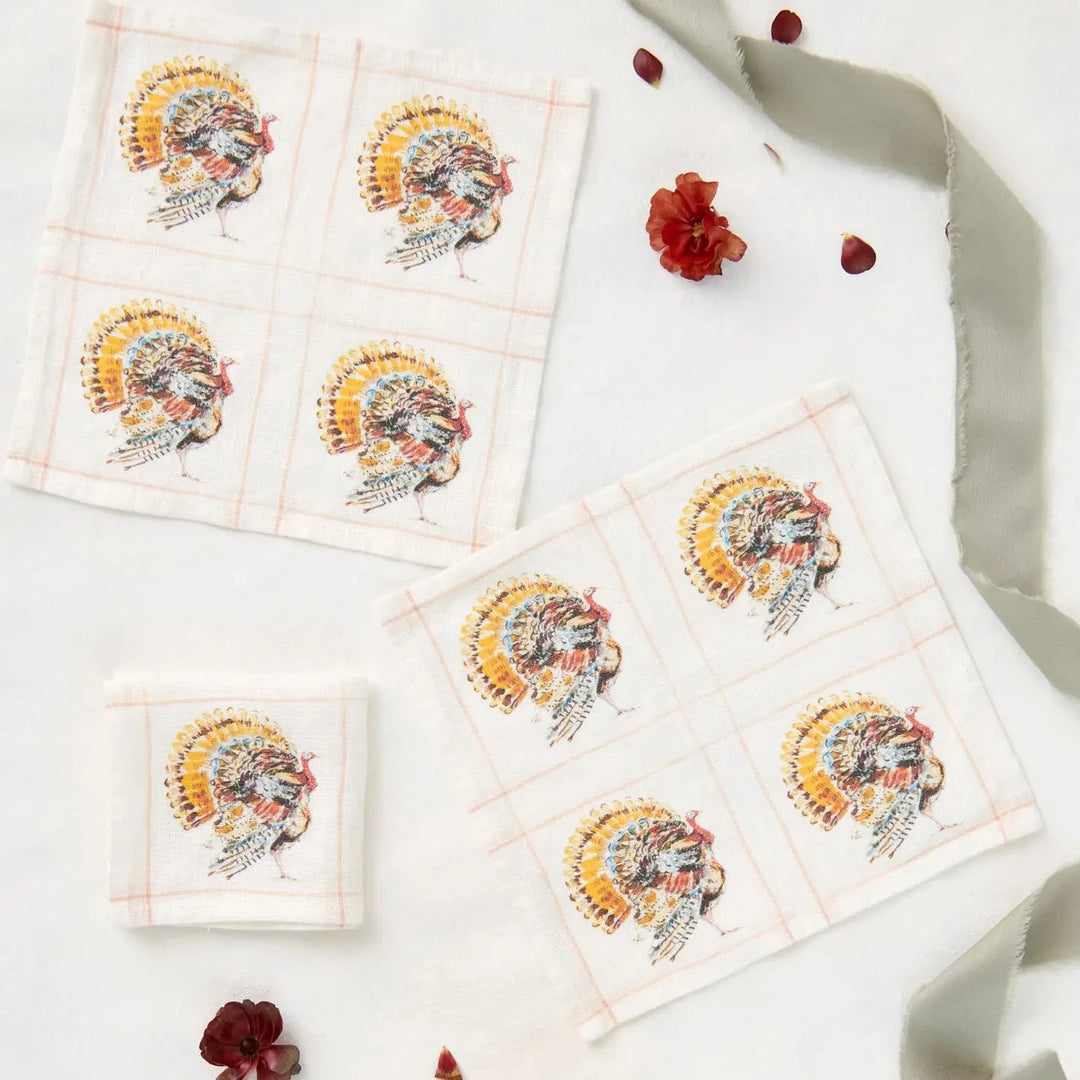 Turkey Cocktail Napkins - Set of 4 Cocktail Napkins Darling Lemon 