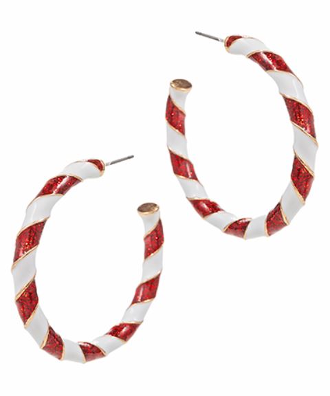 Twisted Christmas Color Enamel Hoop Earrings Womens Earrings Golden Stella 