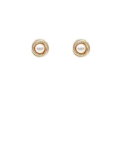 Twisted Metal Pearl Stud Earrings Womens Earrings Golden Stella 