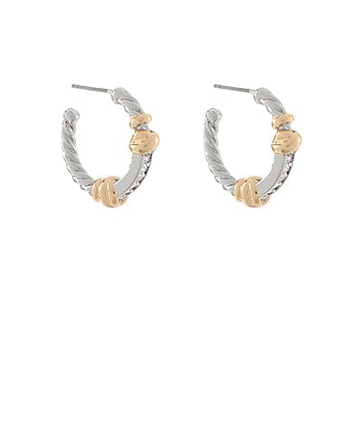 Twotone Rope Textured Hoops Womens Earrings Golden Stella 