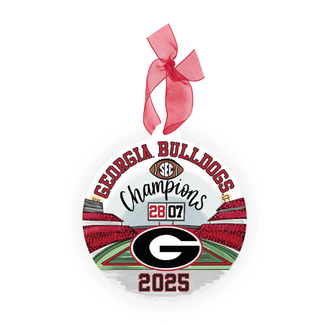 UGA 2025 SEC Champions Wood Ornament Football Ornament Glory Haus 