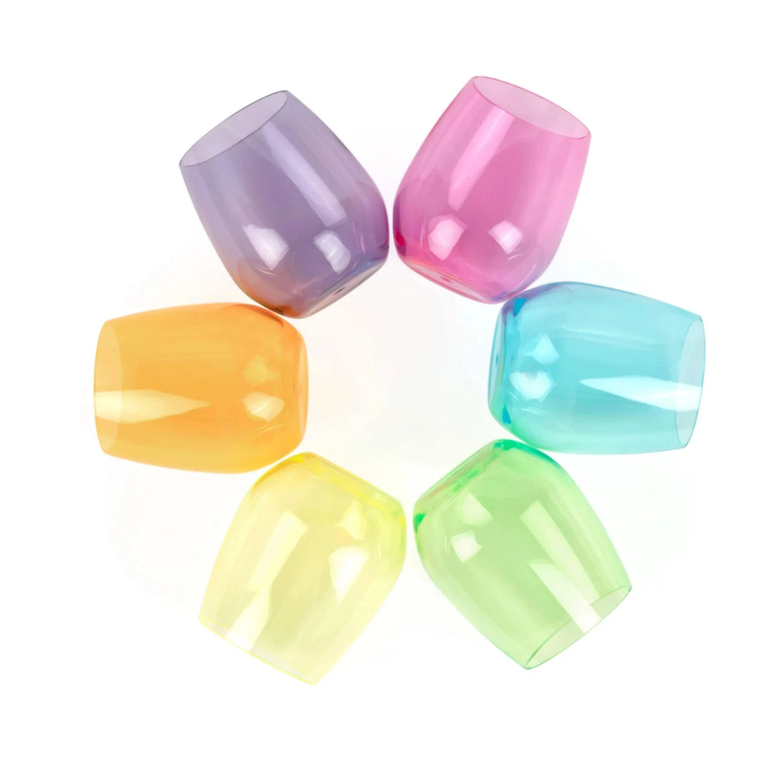 Unbreakable Stemless Wine Glasses - Bright Collection - Set of 6 Wine Glass Pop Design 