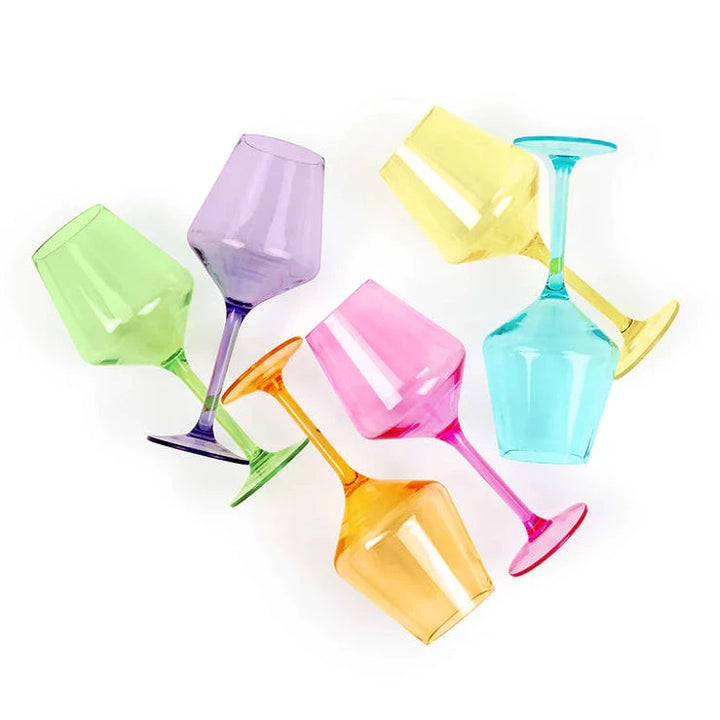 Unbreakable Stemmed Wine Glasses - Bright Collection - Set of 6 Wine Glass Pop Design 