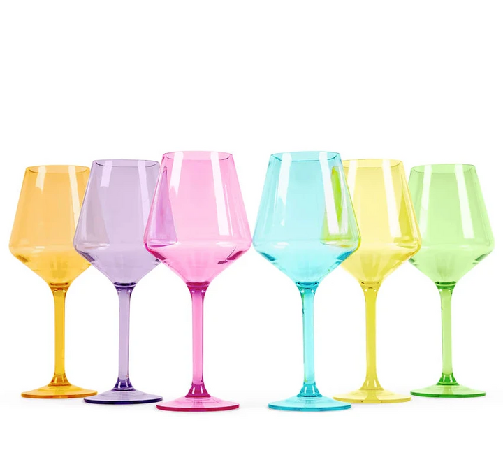 Unbreakable Stemmed Wine Glasses - Bright Collection - Set of 6 Wine Glass Pop Design 