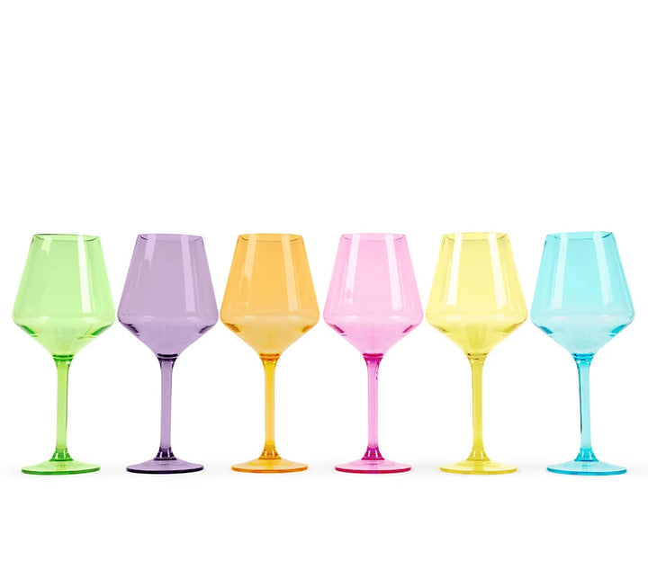 Unbreakable Stemmed Wine Glasses - Bright Collection - Set of 6 Wine Glass Pop Design 