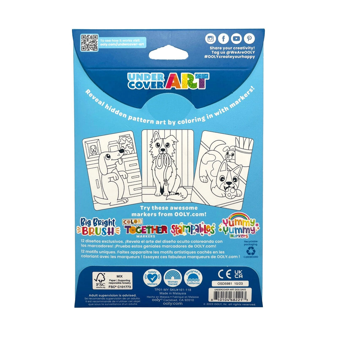 Undercover Art Hidden Pattern Coloring Activity - Dog Days Coloring Supplies Ooly 