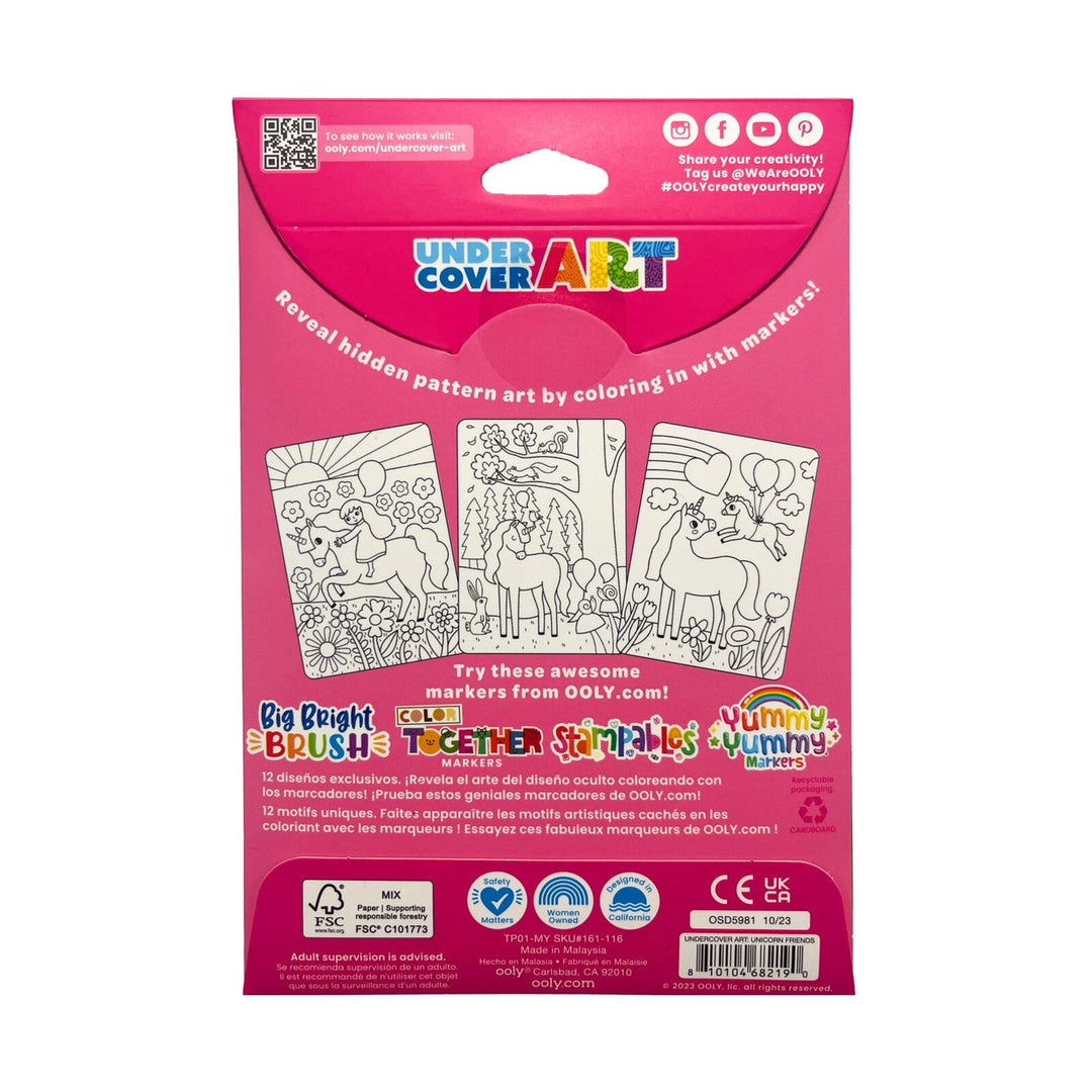 Undercover Art Hidden Pattern Coloring Activity - Unicorn Friends Coloring Supplies Ooly 