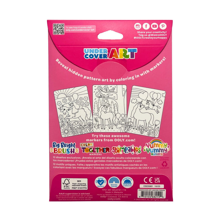 Undercover Art Hidden Pattern Coloring Activity - Unicorn Friends Coloring Supplies Ooly 