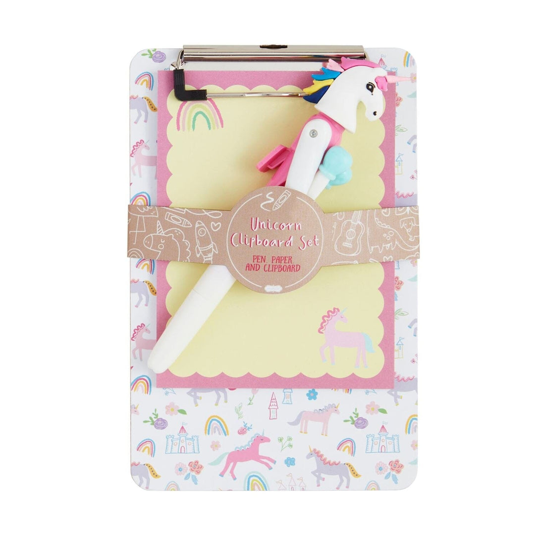 Unicorn Pen Clipboard School Supplies MudPie White 
