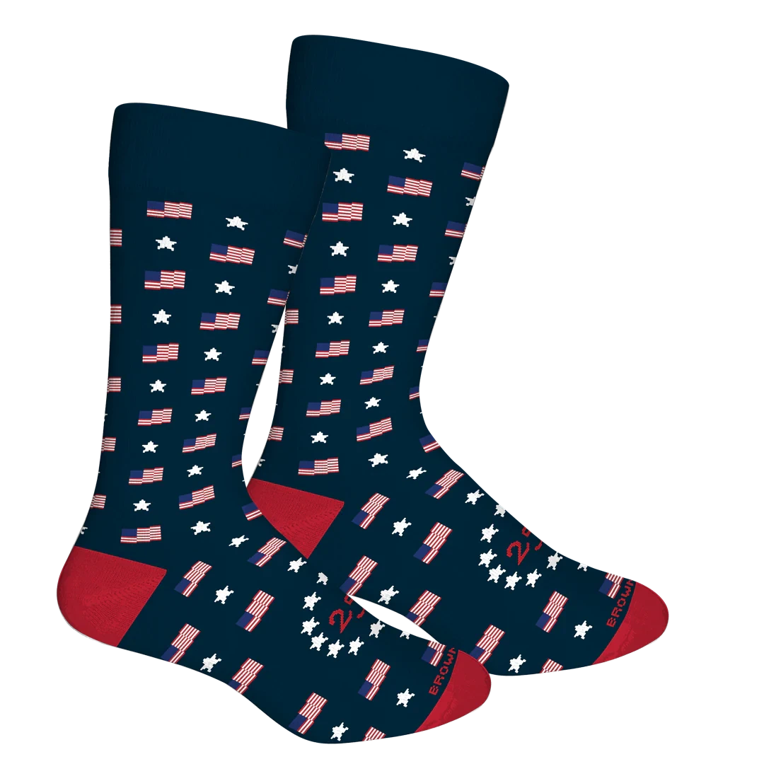 Union Block- Navy Blazer Mens Socks Brown Dog 