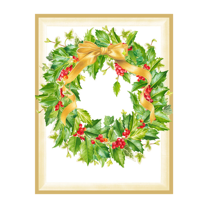 Holly Wreath Classic Boxed Christmas Cards - 15 Count