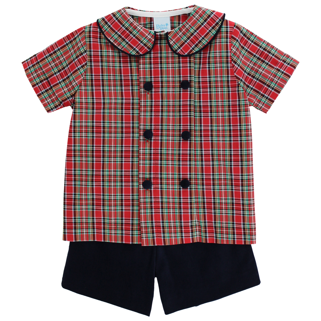 Dressy Short Set - Tartan w/ Navy