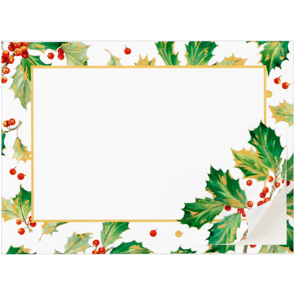Gilded Holly Name Labels - 12 Per Package