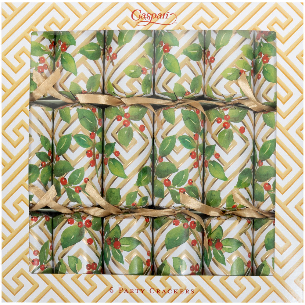 Holly And Fretwork Celebration Crackers - Set of 6