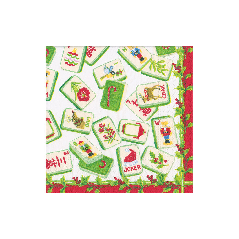 Christmas Mahjong Cocktail Napkins