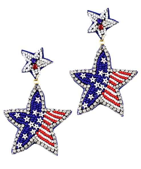 US Flag Star Beaded Earrings Womens Earrings Golden Stella 
