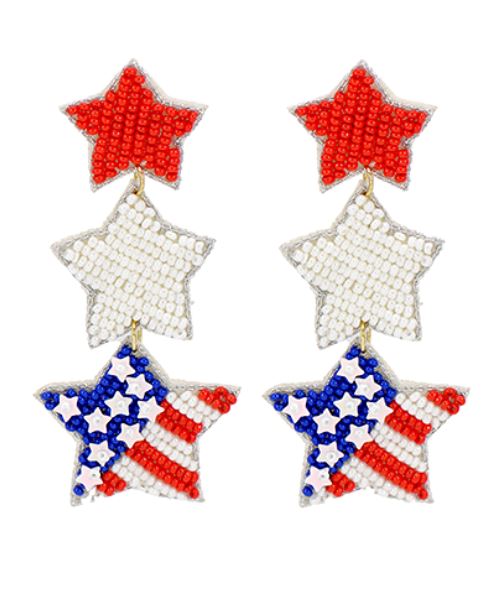 USA Color Star Linked Earrings Womens Earrings Golden Stella 