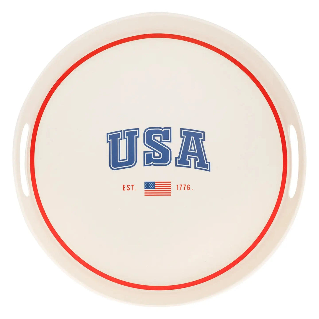 USA Reusable Bamboo Round Serving Tray Serving Plate My Mind's Eye 