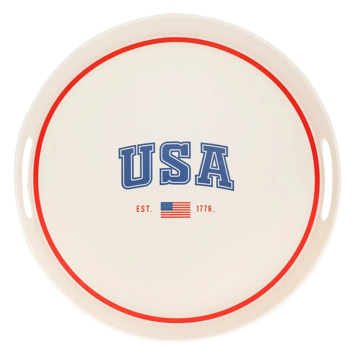 USA Reusable Bamboo Round Serving Tray Serving Plate My Mind's Eye 