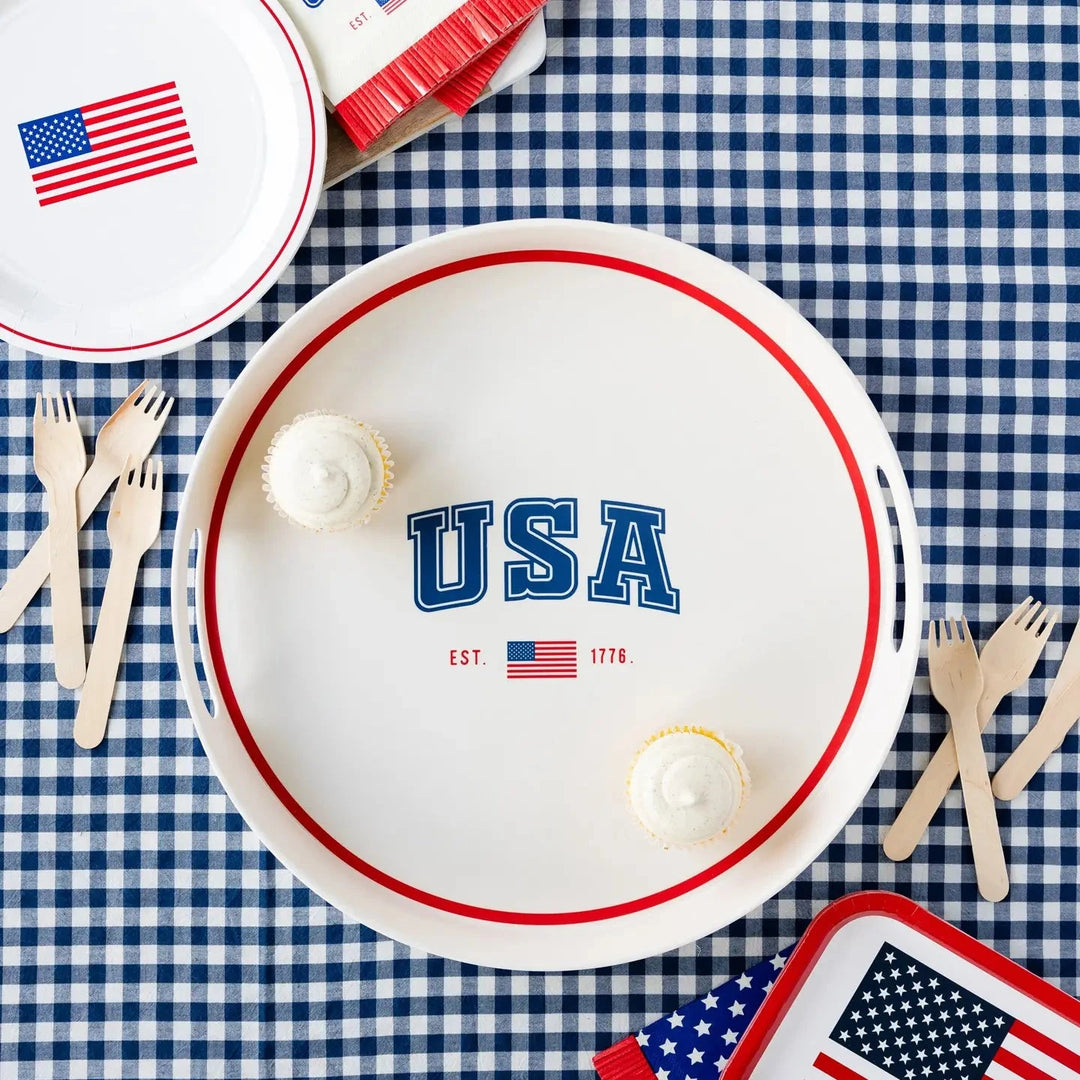 USA Reusable Bamboo Round Serving Tray Serving Plate My Mind's Eye 