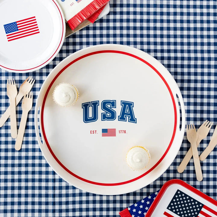 USA Reusable Bamboo Round Serving Tray Serving Plate My Mind's Eye 