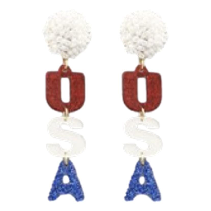 USA Seed Bead Cluster Drop Earrings Womens Earrings Golden Stella 