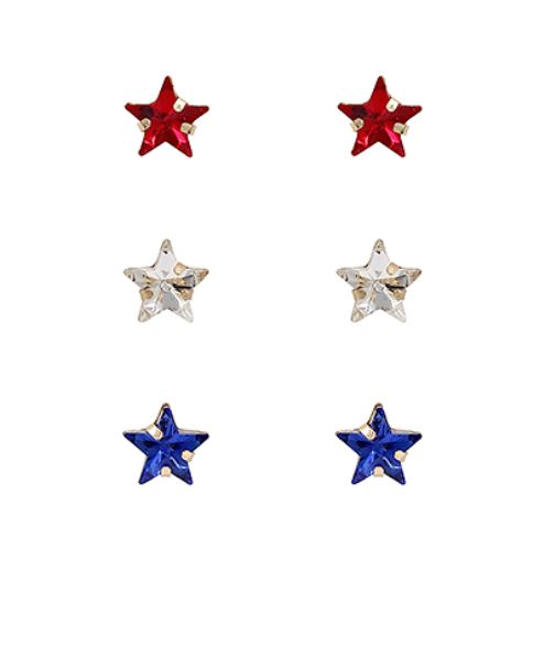 USA Star Stone Stud Earrings Set Womens Earrings Golden Stella 