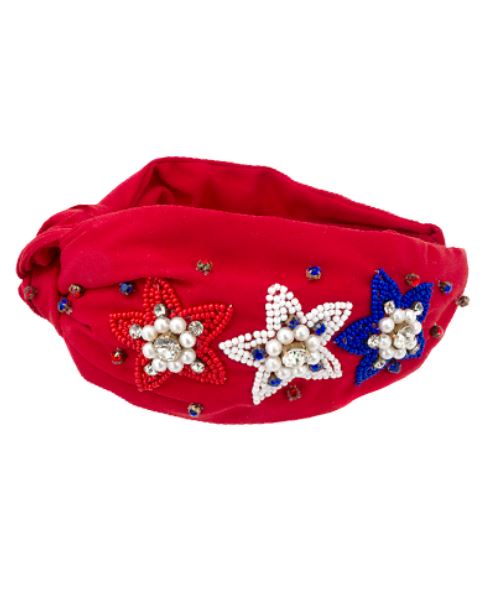 USA Stars Headband Womens Headband Golden Stella Red 