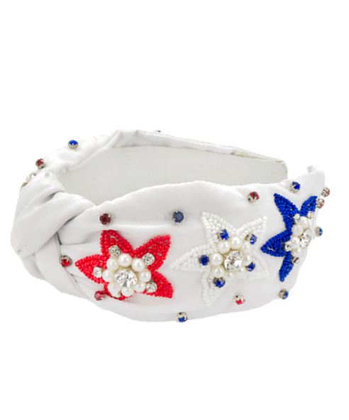 USA Stars Headband Womens Headband Golden Stella White 