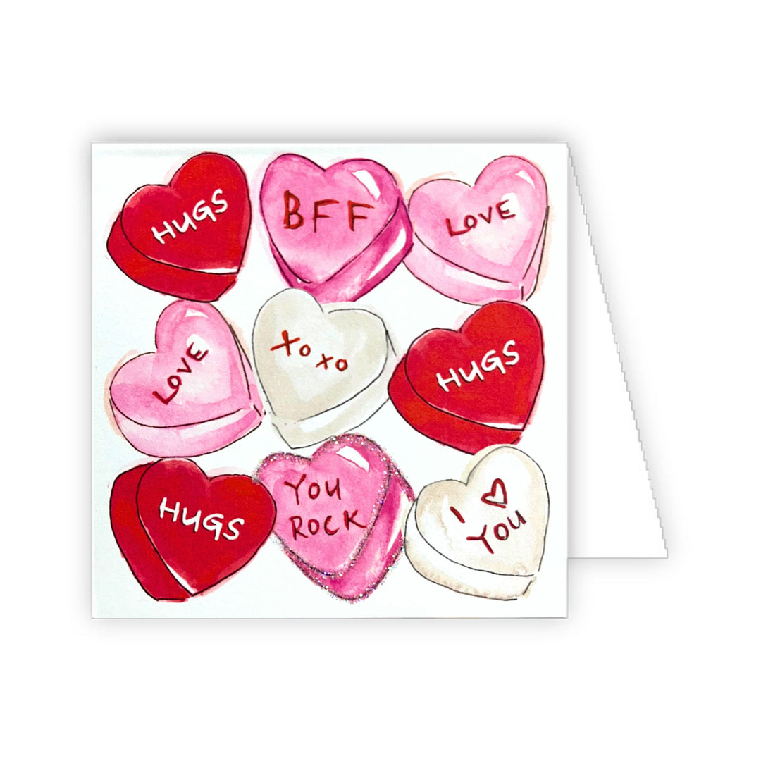 Valentines Enclosure Cards Gift Card Rosanne Beck Conversation Hearts Red Pink and White 