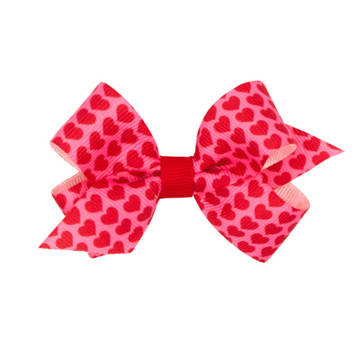 Valentine's Grosgrain Red and Pink Heart Bow Hair Bows WeeOnes 