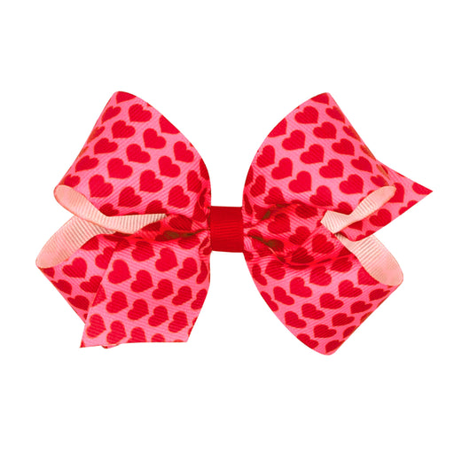 Valentine's Grosgrain Red and Pink Heart Bow Hair Bows WeeOnes Mini 