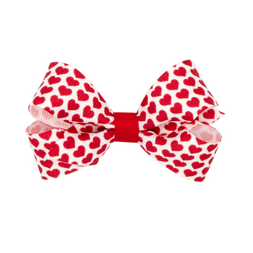 Valentine's Grosgrain White and Red Heart Bow Hair Bows WeeOnes Mini 