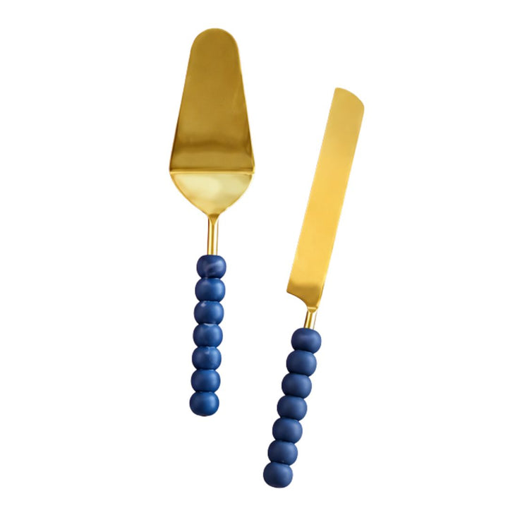 Velour Cake Server and Knife - Set of 2 Spreaders Park Hill Blue Server/Knife 