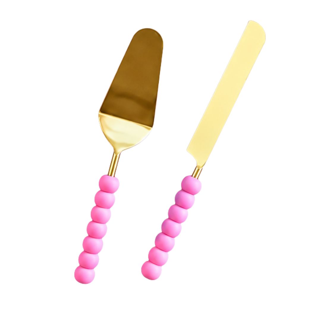 Velour Cake Server and Knife - Set of 2 Spreaders Park Hill Pink Server/Knife 