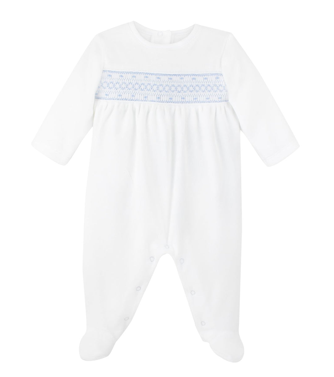 Velour Smocked Boy Footie Boy Footie Lyda Baby 