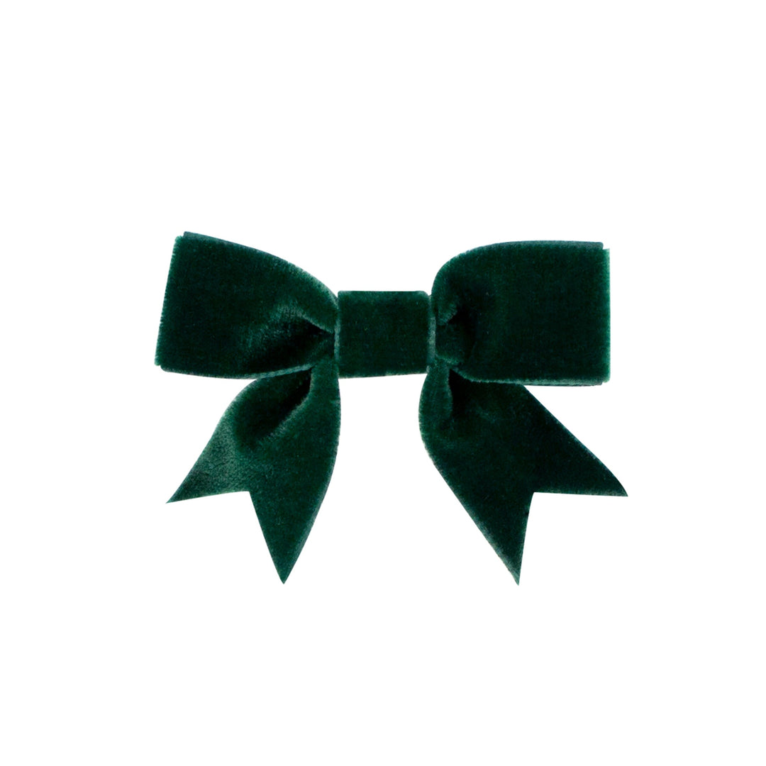 Velvet Bowtie Hair Bow - Mini Hair Bow WeeOnes Forest Green 