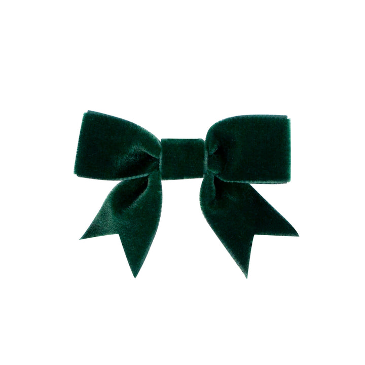 Velvet Bowtie Hair Bow - Mini Hair Bow WeeOnes Forest Green 