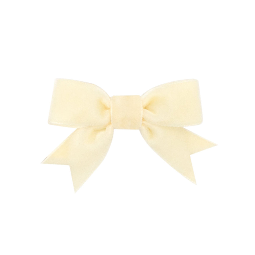 Velvet Bowtie Hair Bow - Mini Hair Bow WeeOnes Ivory 