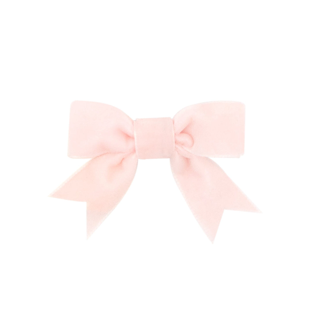 Velvet Bowtie Hair Bow - Mini Hair Bow WeeOnes Light Pink 