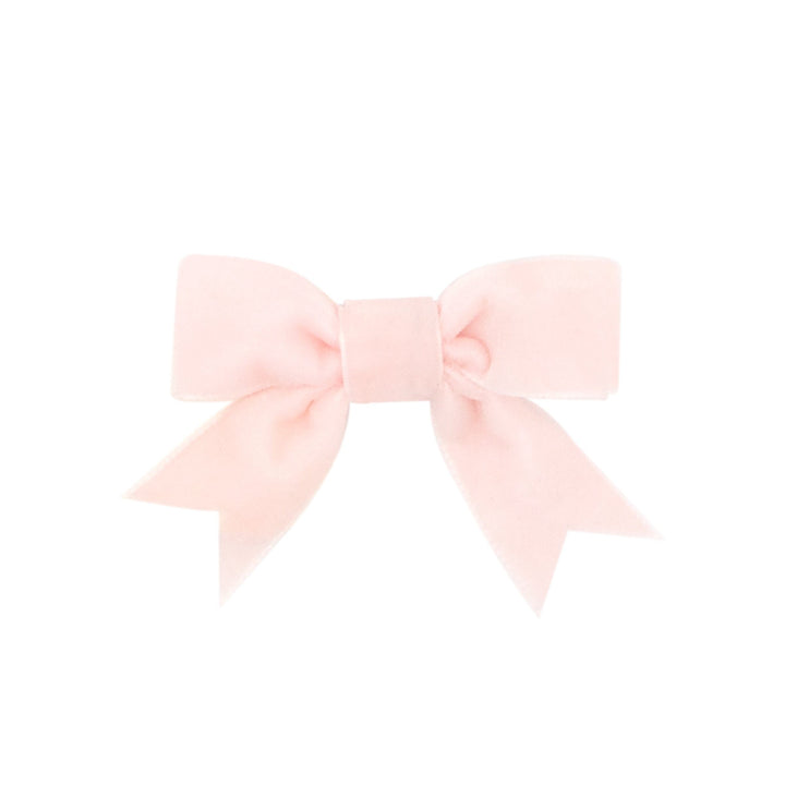 Velvet Bowtie Hair Bow - Mini Hair Bow WeeOnes Light Pink 