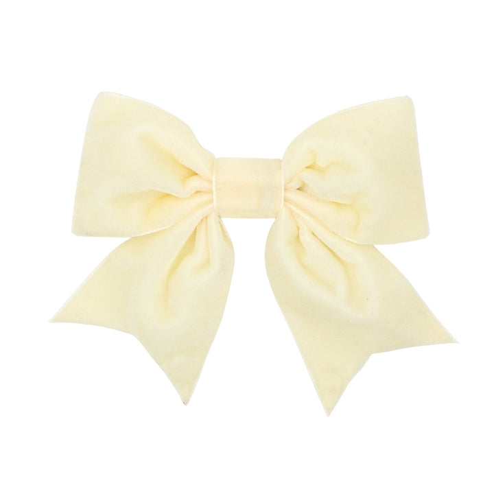 Velvet Bowtie Hair Bow - Small King Hair Bow WeeOnes Ivory 