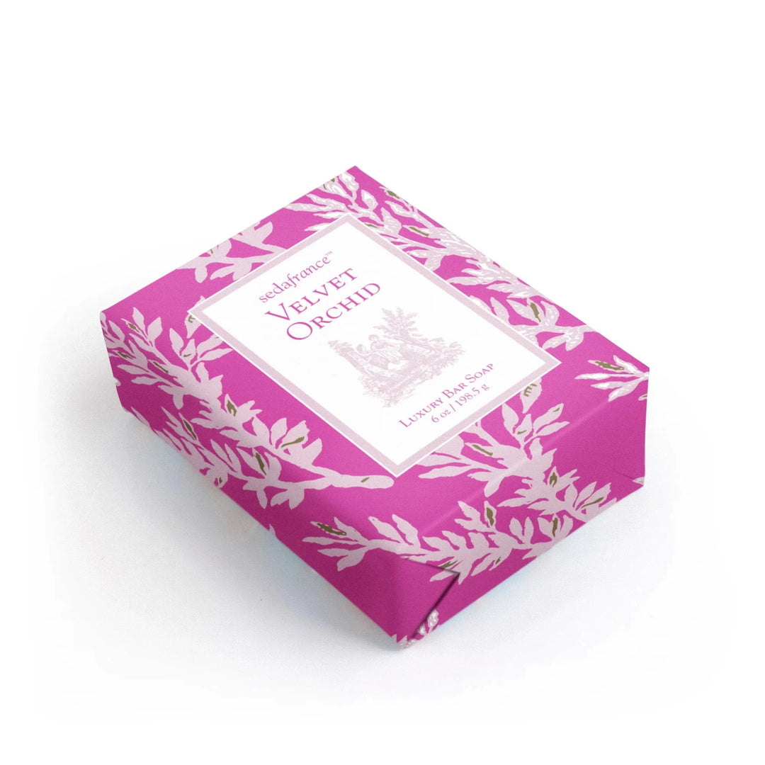 Velvet Orchid Classic Toile Paper-Wrapped Bar Soap Bath Soap Seda France 