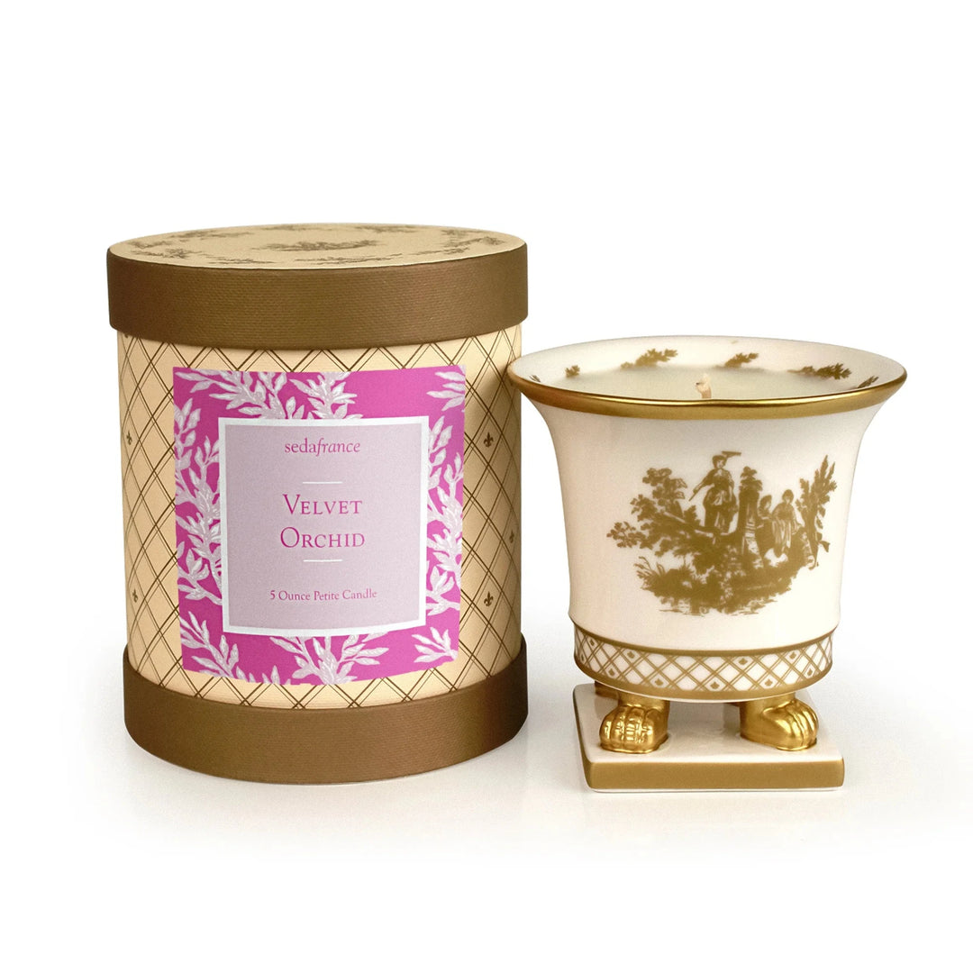 Velvet Orchid Classic Toile Petite Ceramic Candles Candle Seda France 